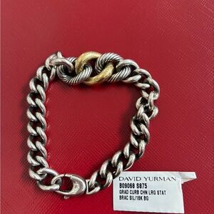 David Yurman Graduate Curb Chain Bracelet in Silver and Gold